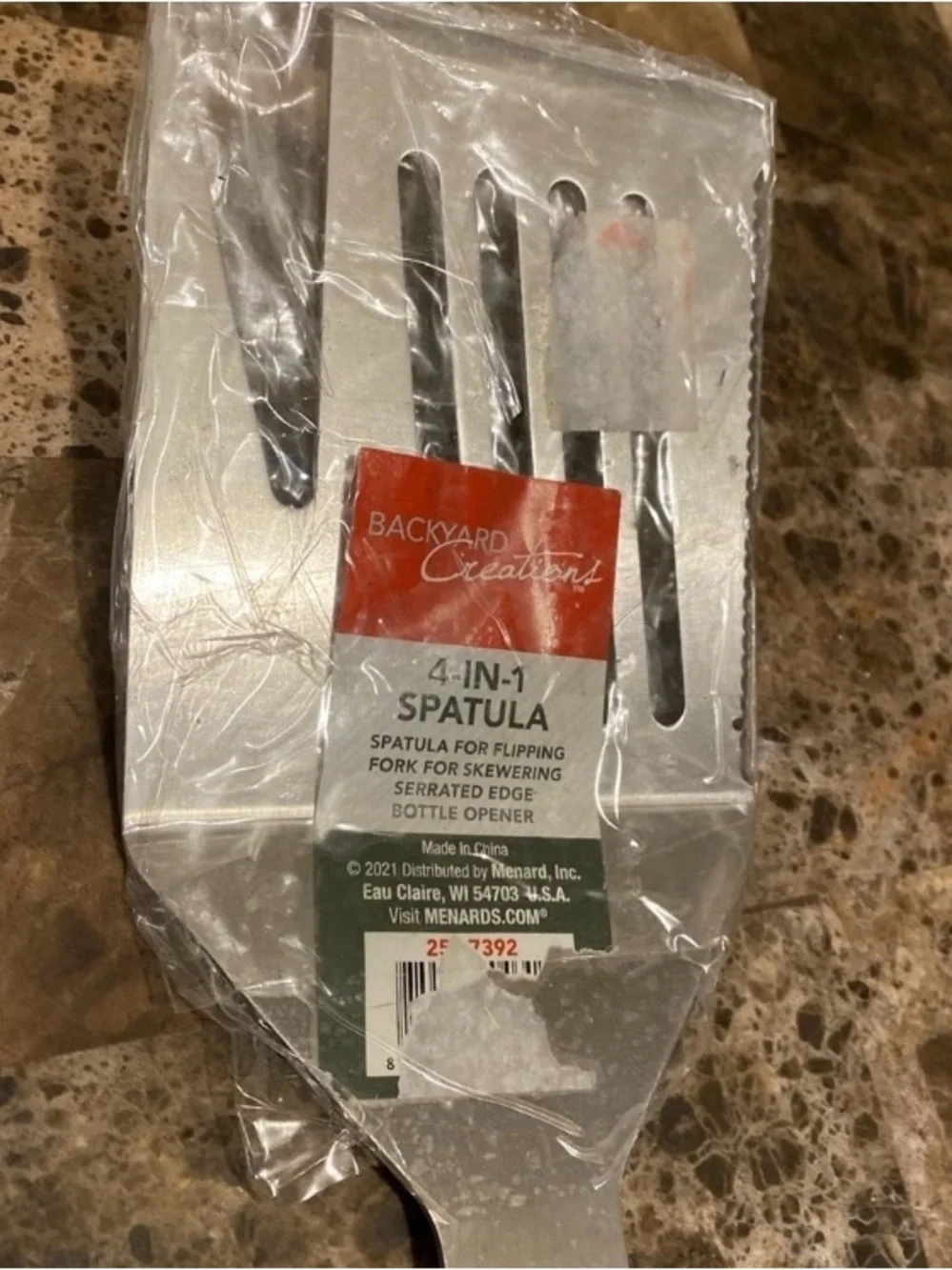 Stainless Steel Kitchen Tool - 4 in 1 spatula Silver Handled Turner Fork